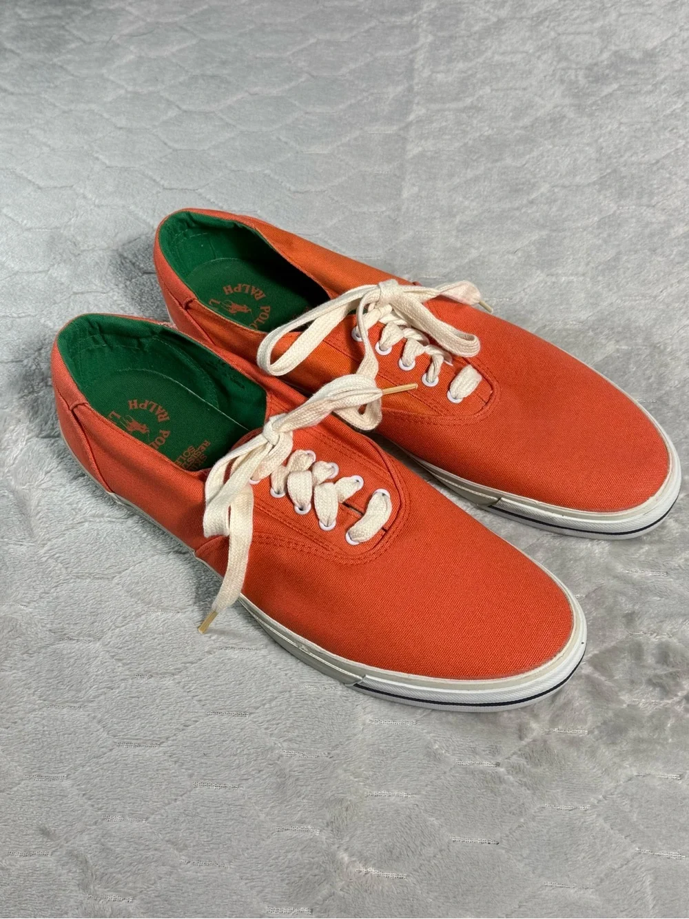 Vintage Polo Ralph Lauren World Class Orange Canvas Sneakers 12D‎ Korea